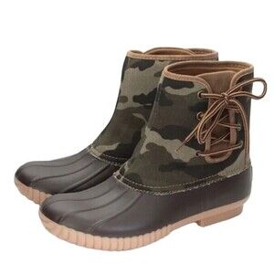MarleyLilly Women's Camo Pull Up Duck Boots Size 6 Shoe Lace Up